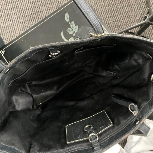 Y2K Coach Jacquard Signature Shoulder Handbag Purse Leather Strap One Size Black - Picture 8 of 10